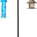 Kingsyard Adjustable Double Shepherds Hook for Outdoor - 92" Heavy Duty Bird Feeder Pole w/ 5-Prong Base, Hummingbird Feeder Stand for Garden, Plant Baskets, Solar Light Lantern
