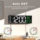 JALL 16" Large Digital Wall Mount Clock, Count Down Timer, Alarm, Big LED, RGB Color, DST, Temperature for Living Room Classroom Desk, Xmas, Birthday Gift for Senior Mom Dad (White Green, 16 inches)