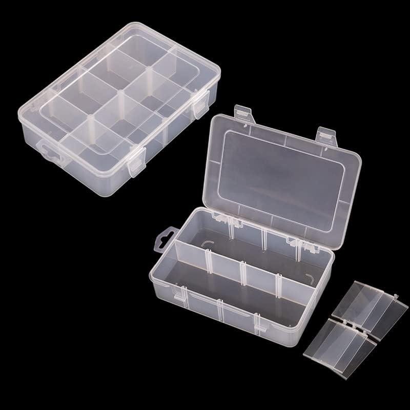 Vidifor 2 Packs 8-Compartments Art Supply Container, Clear Plastic Organizer Box with Dividers for Crafts Jewelry Fishing Tackles Hardware Metal