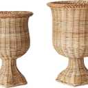 Creative Co-Op 2-Piece Woven Rattan Urn Set, Natural Finish, 13.5" x 18.5" & 11.5" x 16.5"