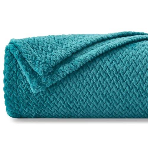 NEWCOSPLAY Super Soft Throw Blanket Dark Blue Premium Silky Flannel Fleece Leaves Pattern Lightweight Bed Blanket All Season Use Dark Blue, Throw(50"x60")