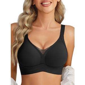Avidlove Women's Wireless Bras Full Coverage Seamless Bra Comfortable Bralette Everyday Bras (Large, Black)