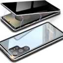 Magnetic Privacy Case for Samsung S25 Ultra,Anti Peeping Screen Protector Double-Sided Tempered Glass Metal Bumper Anti SPY Cover,360 Degree Phone Case for Samsung Galaxy S 25 Ultra,Titanium Silver