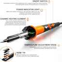 Soldering Iron Premium Kit, 60W Soldering Gun with Ceramic Heater, 12-in-1 Soldering Tool, Adjustable Temperature 200 to 450C, Includes Soldering Iron Tip, Solder Wire, Pump and Paste (Orange)