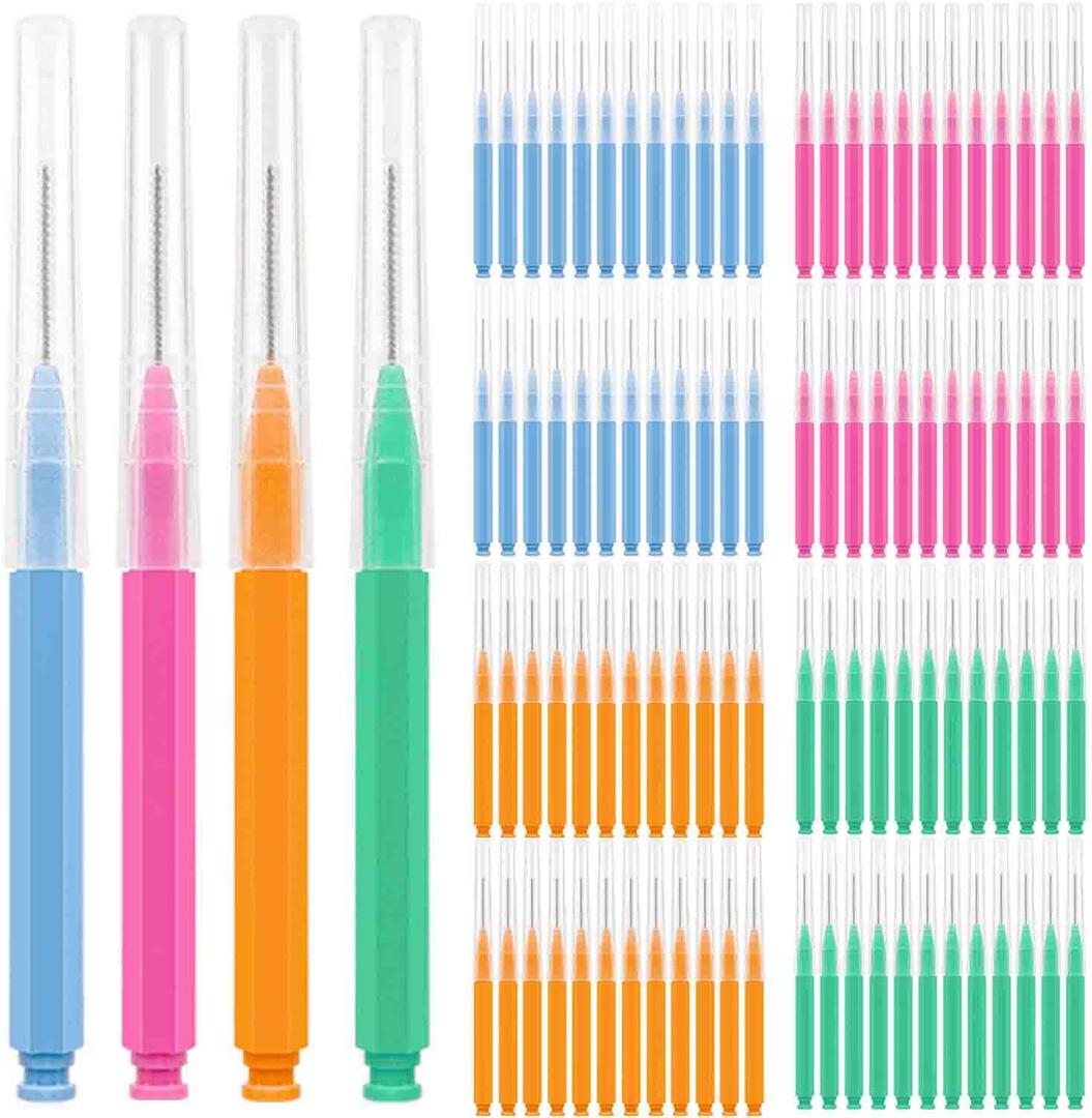100pcs Interdental Brushes Dental Cleaning Tools Tooth Floss Picks Oral Hygiene Toothpicks (Colorful)