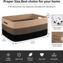 OIASKET Large Storage Basket for Organizing, Woven Rope Basket for Shelves, Closet Organizer Bins for Clothes, Blanket, Toys, Baby Nursery Storage, 17.7" x 13" x 7.87", 2 Packs Black & Brown