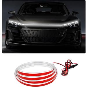 KVAEY Car Hood Light Strip, 71 Inch Flexible Dynamic Engine LED Daytime Running Light Strip, Universal Waterproof Engine Hood Cover Decor Headlight Strip for Cars Trucks SUVs (White)