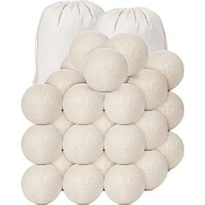 Roowest 22 Pcs Wool Dryer Balls Set Reusable Laundry Wool Balls with Muslin Bags Fabric Softener Anti Wrinkle Anti Static Saving Energy and Time