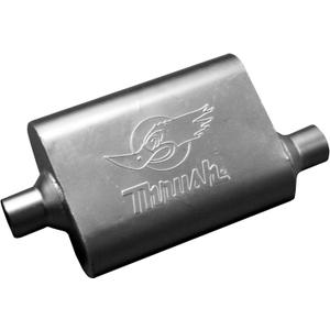 Thrush Muffler Deep Race Tone (Most Applications) Inlet 2.25 Pipe Connection Center Outlet 2.25 Offset