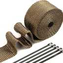 Exhaust Heat Wrap, Tooomplus 2'' x 16' Fiberglass Heat Shield Tape, Heat Wrap for Exhaust Pipes with 10pcs Stainless Steel Ties for Motorcycle Car Truck