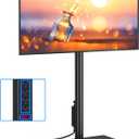 Rfiver Swivel Floor TV Stand with Power Outlet for 32-60 inch TVs, Height Adjustable Tall TV Stand with Wood Base, Hold Up to 88lbs, Saving Space Design for Bedroom, Living Room and Corner