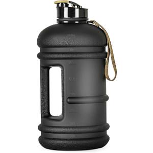 FUELMATE  2 Liter Water Bottles - Half Gallon Water Bottle BPA Free - Ideal for Gym, Big Water Jug, Reusable Sports Bottle with Measurements Marked Drink Container (2.2L 74oz Matte Black Water Jugs)