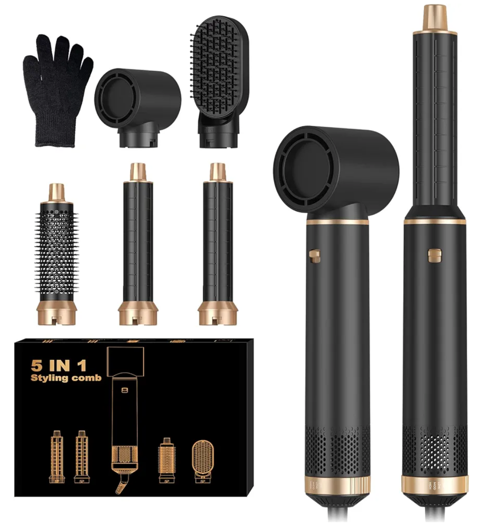 5 in 1 Hair Dryer Brush Set, Negative Ion Blow Dryer Brush Upgrade Hot Air Brush Air Styler Curling Wrap Air Curler, Curling Iron Hair Styling Tools As A Gift for Straight/Curl/Drying/Smoothing