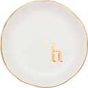 COLLECTIVE HOME - Ceramic Jewelry Tray, Decorative Trinket Dish for Rings Earrings Necklaces Bracelet Watch Keys, Birthday Mother's Day Christmas Gift for Women, 4.75", White Surface (H)