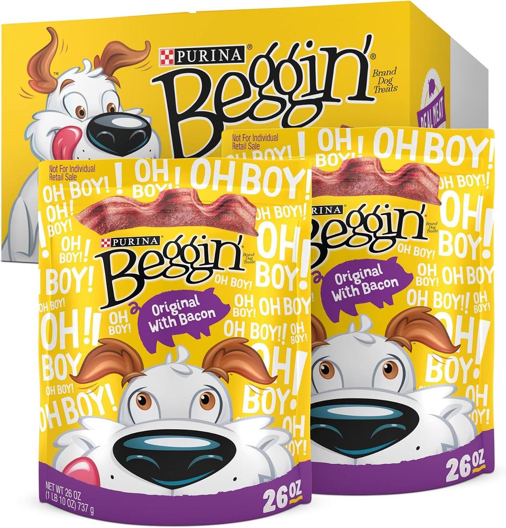 Purina Beggin' Strips Dog Treats, Original With Bacon Flavor - (Pack of 2) 26 oz. Pouches Exp 6/2027