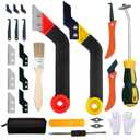 25 Pack Grout Removal Tool Kit, 3 Tile Grout Saws and Grouting and Cleaning Hook Knife with 12 Extra Blades, Grout rake and Caulk Remover Tool for Shower, Bathroom, Ceramic Tile Joint Cleaning