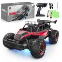 LARVEY 1:16 Scale Remote Control Car, 20 Km/h High Speed Remote Control Truck Off Road RC Monster Vehicle with LED Headlights and Chassis Lights, Electric Toy for Boys Kids and Adults