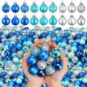 Shappy 216 Pcs Mini Christmas Ball Ornament 1.18 Christmas Tree Decorations 6 Styles Small Xmas Shatterproof Ball with Hanging Loop for Holiday Party Wreath Xmas Tree Decor (Silver, Blue)