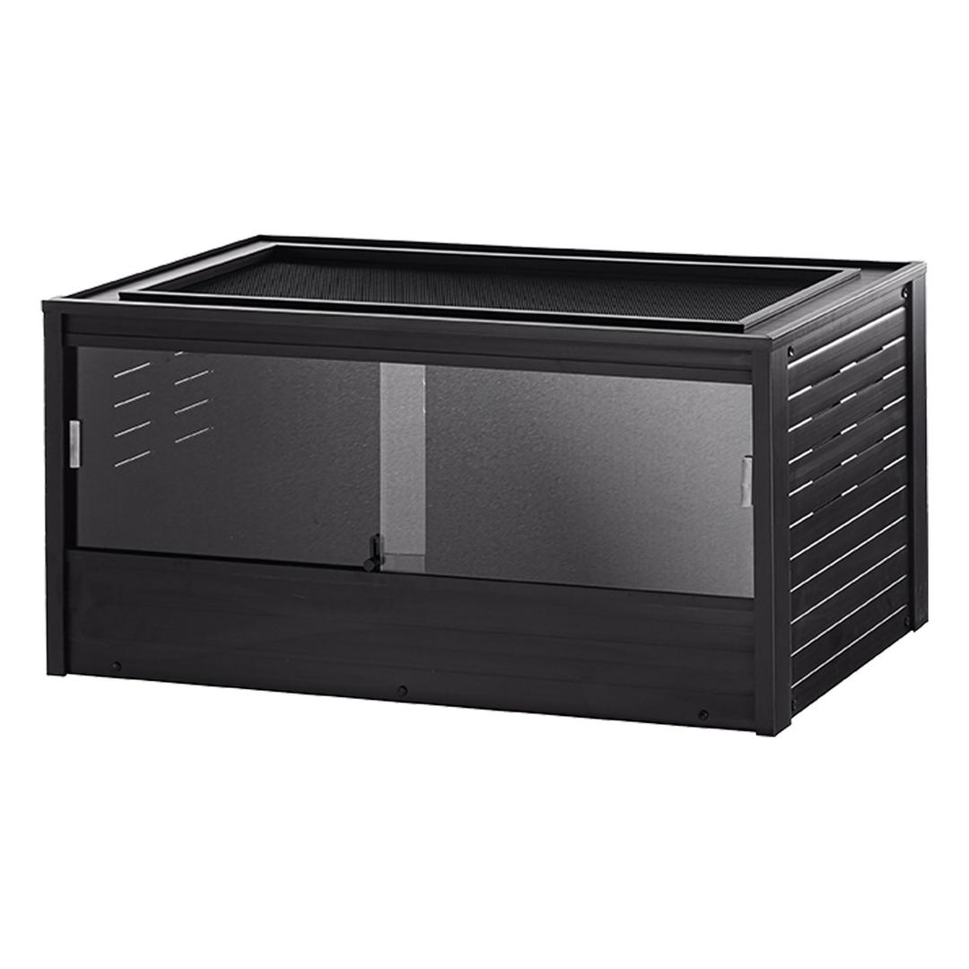 New Age Pet ECOFLEX 48" Wide Large Reptile Habitat, Mojave Lounge for Snakes, Tortoises & Lizards in Maple, Black, Easy Assembly, Sliding Glass Doors & Mesh Top
