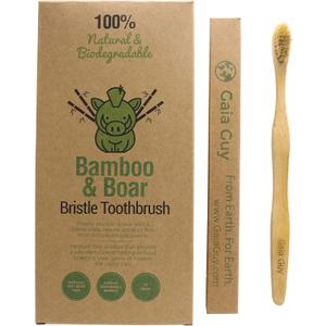 Gaia Guy Natural Bristle Bamboo Toothbrush with Boar Bristles - Totally Biodegradable and Compostable - No Nylon Toothbrushes - Zero Waste 12-Pack