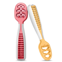 NumNum Baby Spoons Set, Baby Essentials Pre-Spoon GOOtensils for 6+ Months, First Stage Self-Feeding Spoons for Baby Led Weaning (BLW), Silicone Toddler Utensils, BPA-Free, 2 Pack Red/Orange
