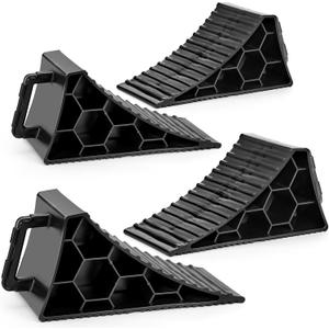 Wheel Chocks 4 Pack, RV Chocks with Handles for RV Trailer Camper Car Truck, Wheel Block Stopper for Tire, Strong RV Wheel Chocks Hexagonal Honeycomb Structure, RV Trailer Accessories
