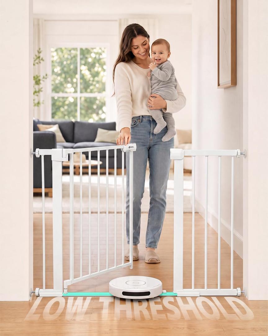 Sekey Flat Threshold Baby Gate for Stairs, 30-46" No Drill Dog Gate Indoor