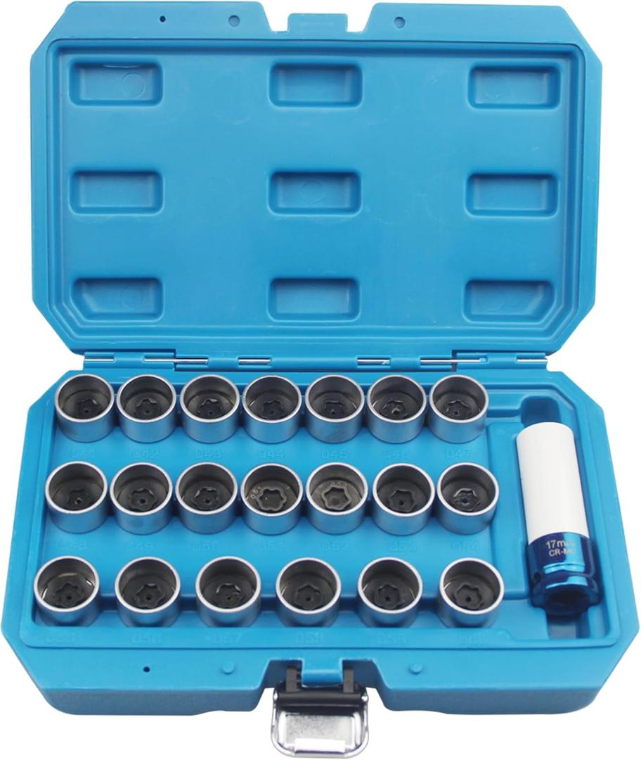 21PC Master Locking Wheel Nut Stud Keys Set Removal Locking Socket for BMW Locking Wheel Nut Key Set