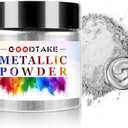 GOODTAKE Silver Mica Powder for Epoxy Resin, Metallic Pigment Powder for Nails Colorant, Slime Bath Bombs Soap Making, Polymer Clay, Tray, Art Drawing Supplies (Silver, 2 Ounce), Pack of 2