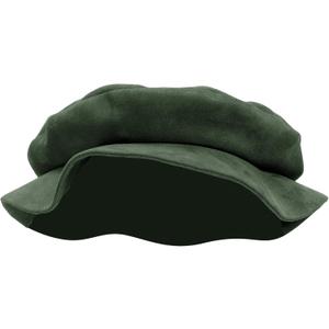 FURPHI Medieval Tudor Flat Cap Faux Suede Beret Hat Renaissance Festival Costume Accessories for Men Women (Green)