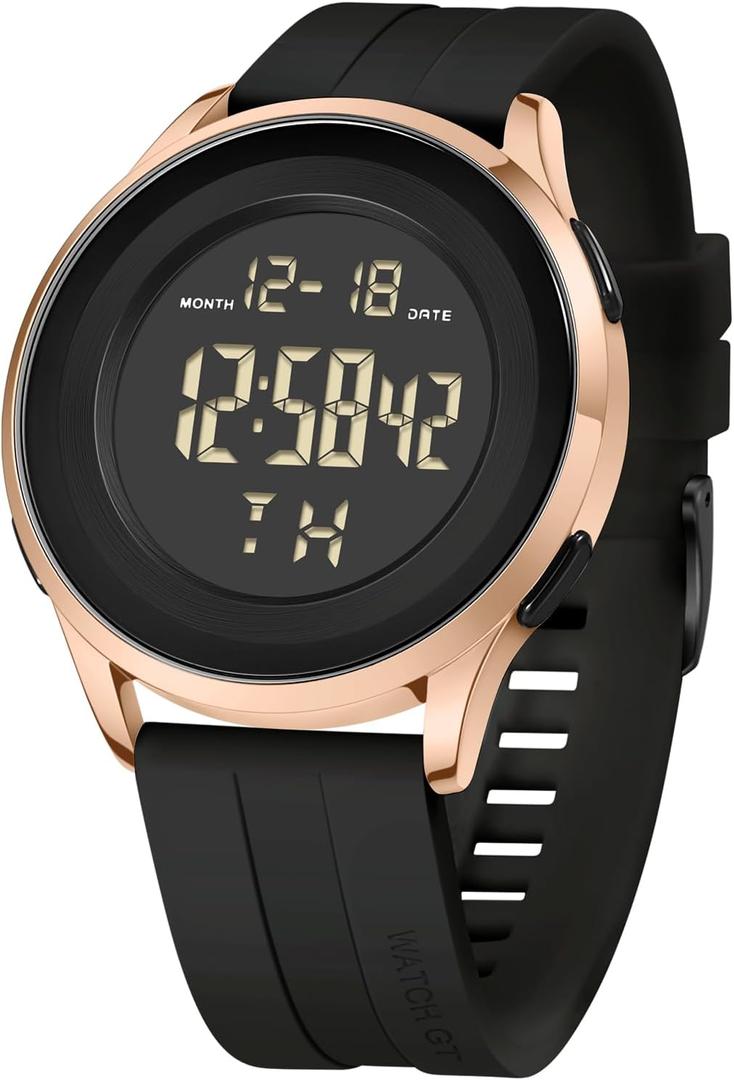 COSSINIGE Mens Digital Waterproof Military Watch for Men Black Dive Tactical Sports Minimalist Ultra-Thin Wrist Watch