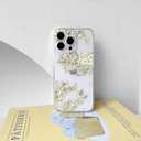 NITITOP Compatible with iPhone 14 Pro Case Clear Cute Cherry Blossom Floral Flowers Pattern for Girls Women Soft TPU Transparent Shockproof Protective Phone Cover - White