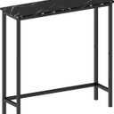 HollyHOME Narrow Sofa & Console Table, 29.5" Slim Entryway Table, Sofa Stand, Hallway Shelf, Bedroom, Living Room, Foyer, Black Marble