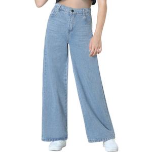 EXARUS Girls Jeans Baggy Denim Pants Wide Leg/Flare Teen Clothes Ripped | Tween Washed Trousers Casual Youth Kids Junior Preteen Preppy Back to School Bottoms Pockets Mid Rise Y2K 6-16Y (Blue)