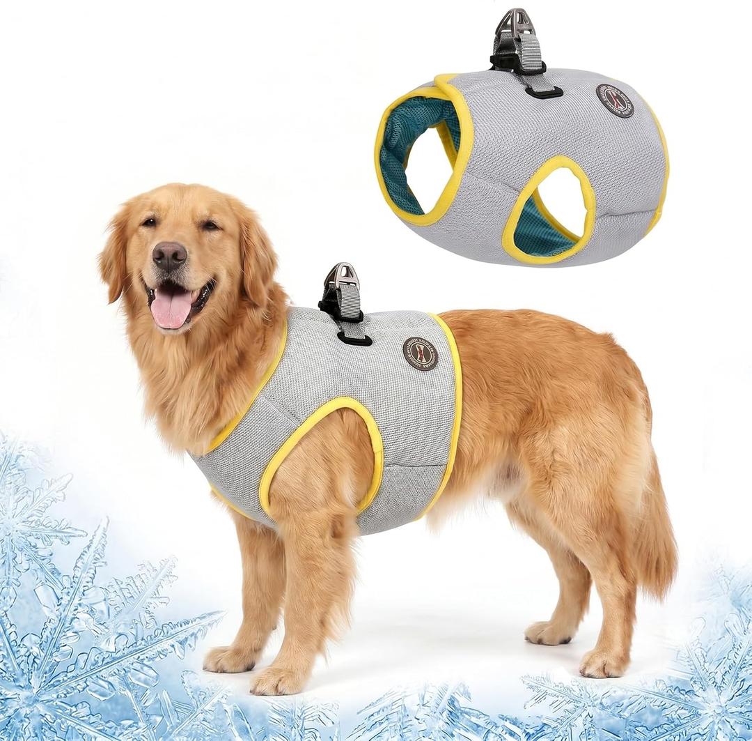 Huafly Dog Cooling Vest with Instant Chill-Heat Reflective Mesh Evaporative Dog Cooling Shirt,Adjustable Quick Release Cooling Harness for Dogs for Summer Walking,Hiking & Hot Weather (XXX-Large)