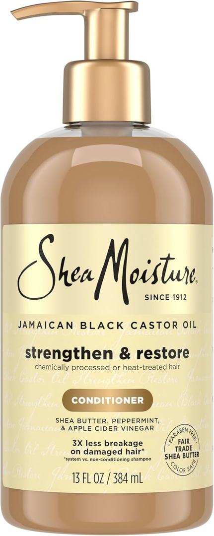 Shea Moisture Conditioner Pure Jamaican Black Castor Oil To Intensely Smooth And Nourish Hair With Shea Butter, Peppermint And Apple Cider Vinegar 13 Oz