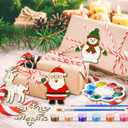 Jenaai 36 Set Christmas Wooden Painting Kit DIY Unfinished Blank Ornaments Craft Set Snowman Santa Xmas Tree Hanging Decorations Birthday Holiday Party Favor for Kids Christmas