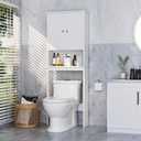 Meilocar Over The Toilet Storage Cabinet, Bathroom Storage Organizer Over Toilet, Space Saver W/Adjustable Shelf & Open Shelf, White