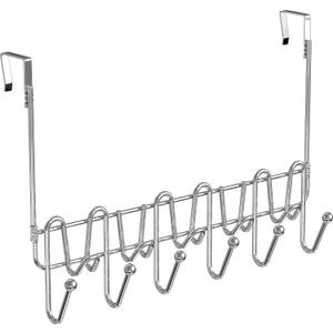 DecoBros Supreme Over The Door 11 Hook Organizer Rack, Chrome Finish