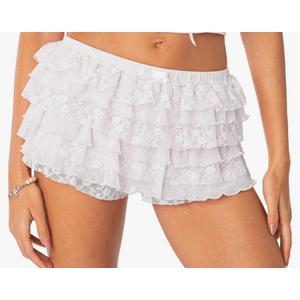 NUFIWI Women Lolita Bloomers Cute Ruffle Shorts Lace Pumpkin Pants Sexy Boyshorts Layered Bottoms Y2k Sweet Pettipants
Size M
