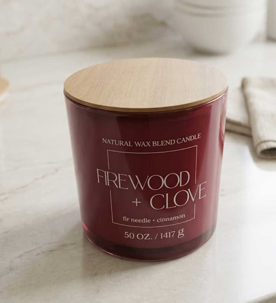 Natural Wax Blend Candle Firewood + Clove (50oz)