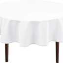 Hiasan White Round Tablecloth 90 Inch - Waterproof Stain Resistant Spillproof Polyester Fabric Table Cloth for Dining Room Kitchen Party