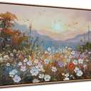 Framed Landscape Wall Art Canvas Painting Large Wall Decor for Living Room, Nature Wildflower Picture Scenry Rural Artwork Textured Large for Bedroom Dining Room Kitchen Home Office 48"x24"