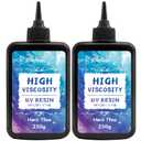 JDiction UV Resin; 500g High Viscosity Hard Resins with Crystal Clear Thick UV Resin Kit for Doming, Coating, Sealing and Jewelry Casting