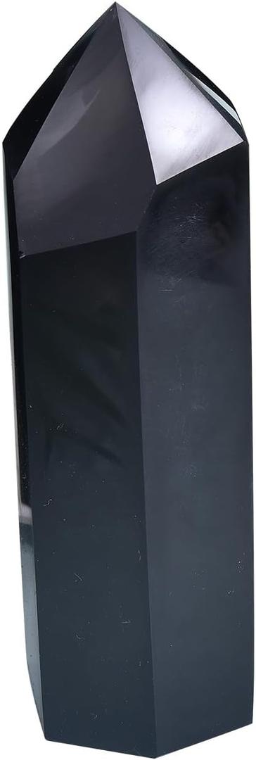 AMOYSTONE Large Crystal Tower Obsidian Healing Crystal Wand Black Hexagonal Point Obelisk Irregular 2-2.5 LBS, Spiritual Meditation, Reiki Chakra Gemstone Home Decor