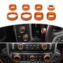 RT-TCZ for Silverado Radio AC Control Knobs Cover Trim Rings Orange for Chevy Silverado Suburban GMC Sierra 2014-2018 Orange Interior Accessories 8pcs