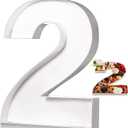 Mifoci 13.7" Cardboard Number for Charcuterie Photo Booth Props Birthday Party Anniversary Fillable Paper Mache Cupcake Chocolate Candy(Number 2,White)