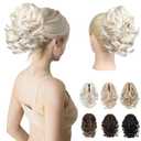 REECHO 9" Short Ponytail Extension, Classic Loose Curly Wavy Claw Clip Pony tails Hair Extensions HP001 Hairpieces for Women - Platinum Blonde