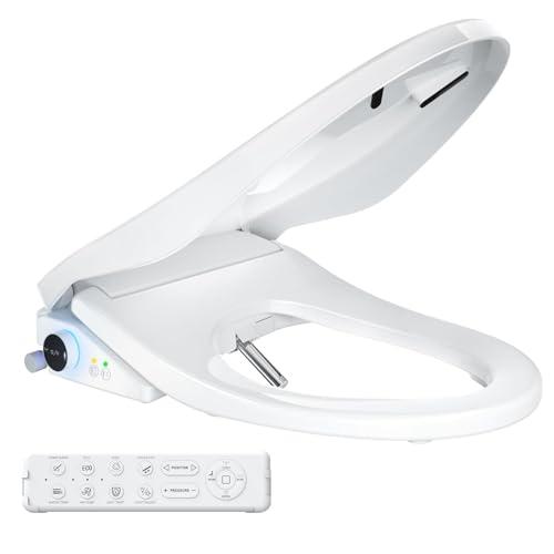 Electric Bidet Toilet Seat, Heated Toilet Seat Elongated with Instant Warm Water & Dryer, Feminine & Front Rear Wash, Wireless Remote, Self-Clean Nozzle, Slow Close Lid, Upgraded Silent ECO Child Mode