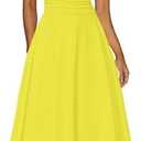 Kaximil Women's Square Neck Corset A Line Maxi Dress Ruffle Ruched Waist Flowy Long Dresses S, Yellow